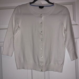 White cardigan sweater